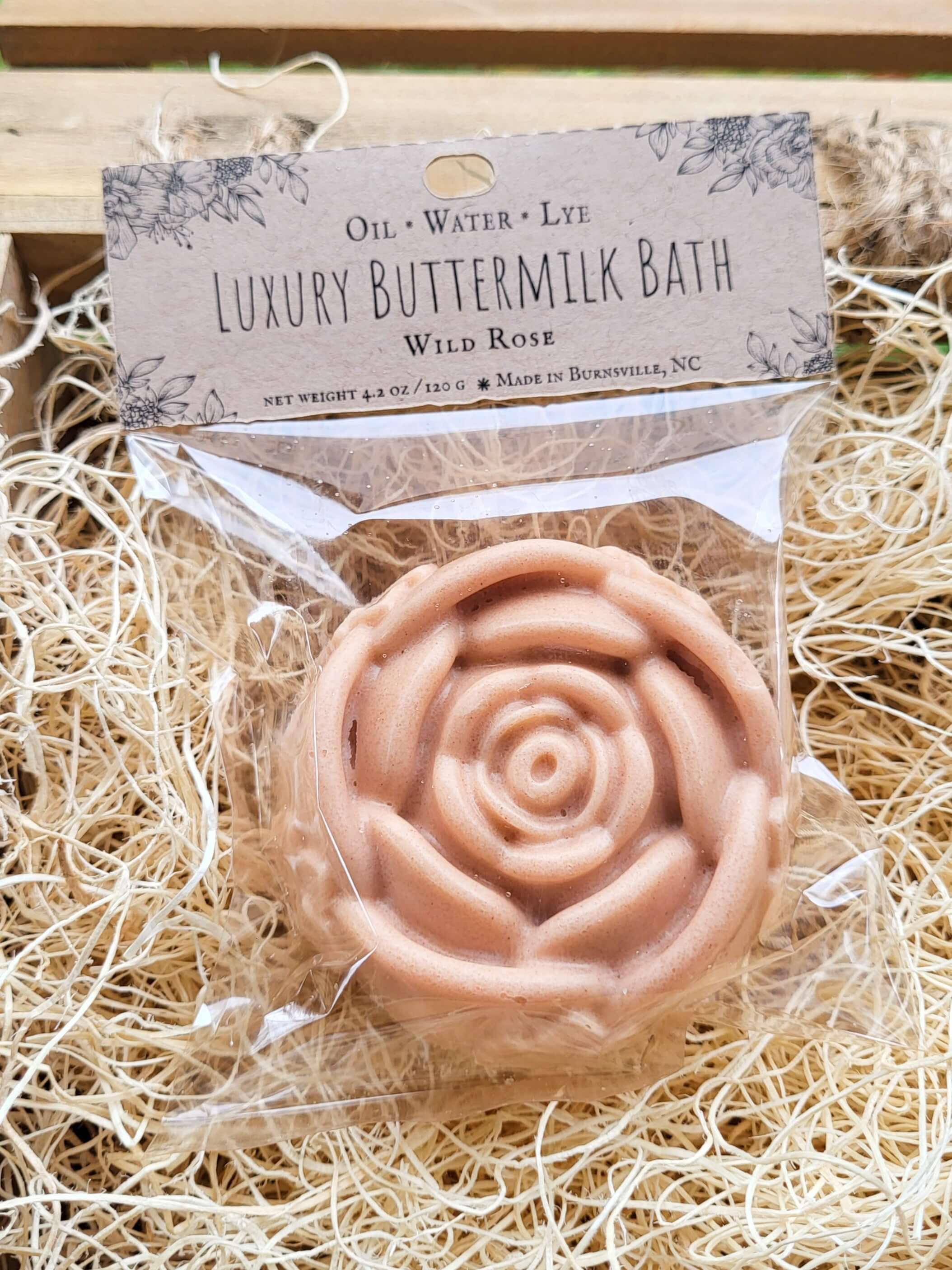 Wild Rose ⁕ Luxury Buttermilk Bath Bomb Oil Water Lye